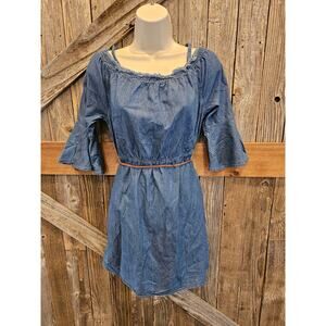 Justice girls juniors size 16 chambray dress church casual denim EUC comfort #